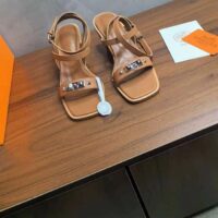 Hermes Women Ivresse 65 Sandal Brown Leather 6.6 CM Heel (8)