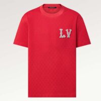 Louis Vuitton Cotton Pique T-Shirt Embroidered LV Patch Red Regular Fit 1AFJEC (10)