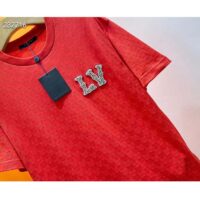 Louis Vuitton Cotton Pique T-Shirt Embroidered LV Patch Red Regular Fit 1AFJEC (10)