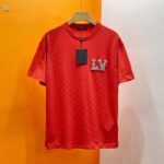 Louis Vuitton Men Cotton Pique T-Shirt Embroidered LV Patch Red Regular Fit 1AFJEC - Image 2