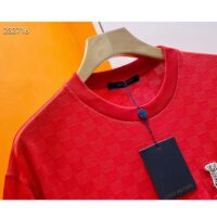 Louis Vuitton Cotton Pique T-Shirt Embroidered LV Patch Red Regular Fit 1AFJEC (10)