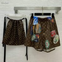 Louis Vuitton LV Women Elysee Palace Boxer Shorts Silk Dark Brown 1AFMKB (5)