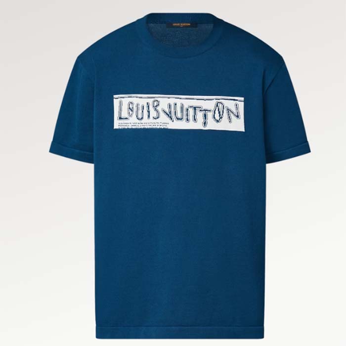 Louis Vuitton LV Men Short-Sleeved Cotton Crewneck Regular Fit Gibraltar Sea 1AFALD