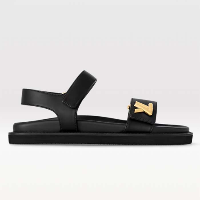 Louis Vuitton LV Sunset Comfort Flat Sandal Black Lamb Leather 1ABW6W