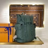 Louis Vuitton LV Unisex Christopher MM Backpack Green Taurillon Monogram Embossed Cowhide Leather M24428 (3)