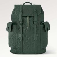 Louis Vuitton LV Unisex Christopher MM Backpack Green Taurillon Monogram Embossed Cowhide Leather M24428 (3)