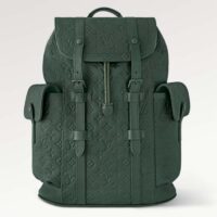 Louis Vuitton LV Unisex Christopher MM Backpack Green Taurillon Monogram Embossed Cowhide Leather M24428