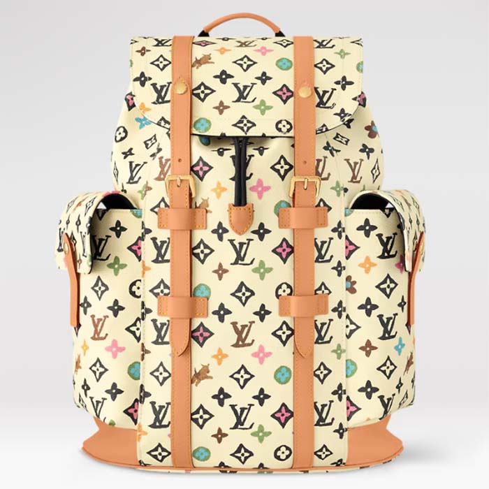 Louis Vuitton LV Unisex Christopher MM Backpack Vanilla Monogram Craggy Coated Canvas M25240