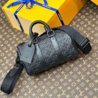 Louis Vuitton LV Unisex Keepall Bandoulière 25 Black Taurillon Monogram Embossed Cowhide Leather M20900 (8)