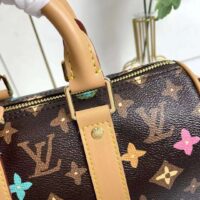 Louis Vuitton LV Unisex Keepall Bandoulière 25 Chocolate Monogram Craggy Coated Canvas M24849 (9)