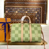 Louis Vuitton LV Unisex Keepall Bandoulière 35 Green Damier Golf Coated Canvas N40671 (10)