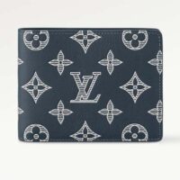 Louis Vuitton LV Unisex Multiple Wallet Blue White Monogram Shadow Calfskin Leather M83379 (1)