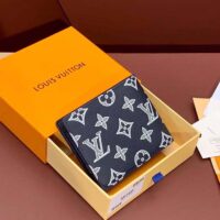 Louis Vuitton LV Unisex Multiple Wallet Blue White Monogram Shadow Calfskin Leather M83379 (1)