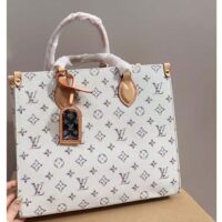 Louis Vuitton LV Unisex OnTheGo MM Multicolor Beige Monogram Jacquard Fabric M24708 (11)