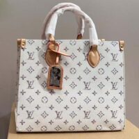 Louis Vuitton LV Unisex OnTheGo MM Multicolor Beige Monogram Jacquard Fabric M24708 (11)