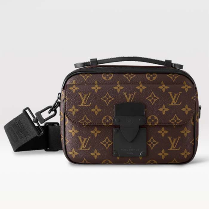 Louis Vuitton LV Unisex S Lock Messenger Monogram Macassar Coated Canvas M45806