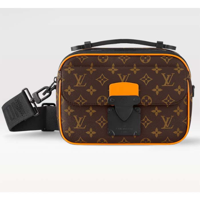 Louis Vuitton LV Unisex S Lock Messenger Radiant Sun Monogram Macassar Coated Canvas M46688