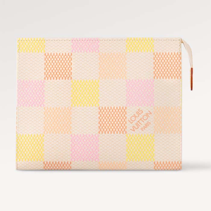 Louis Vuitton LV Unisex Toilet Pouch Peach Damierlicious Coated Canvas N40740