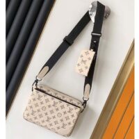 Louis Vuitton LV Unisex Trio Messenger White Navy Blue Monogram Shadow Calf Leather M24754 (6)