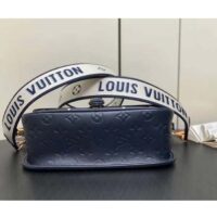 Louis Vuitton LV Women Diane Navy Blue Cream Monogram Empreinte Cowhide Leather M47161 (4)