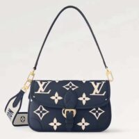 Louis Vuitton LV Women Diane Navy Blue Cream Monogram Empreinte Cowhide Leather M47161 (4)