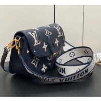 Louis Vuitton LV Women Diane Navy Blue Cream Monogram Empreinte Cowhide Leather M47161 (4)