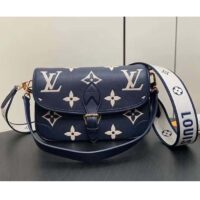 Louis Vuitton LV Women Diane Navy Blue Cream Monogram Empreinte Cowhide Leather M47161 (4)