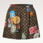 Boxer Louis Vuitton LV Elysee Palace pour femme en soie marron foncé 1AFMKB