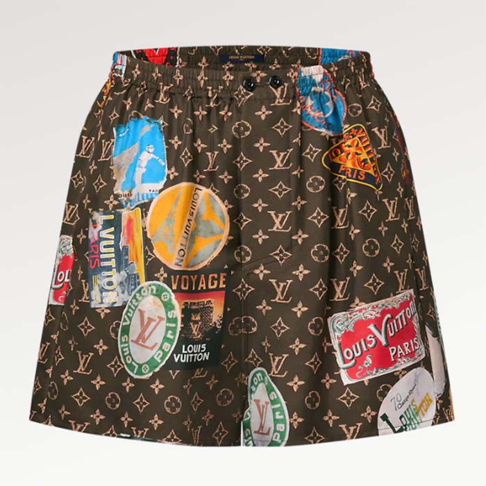 Louis Vuitton LV Women Elysee Palace Boxer Shorts Silk Dark Brown 1AFMKB