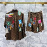 Louis Vuitton LV Women Elysee Palace Boxer Skirts Silk Dark Brown – Image 5