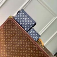 Louis Vuitton LV Women Gaston Wearable Wallet Blue Monogram Shadow Calfskin Leather M83384 (4)