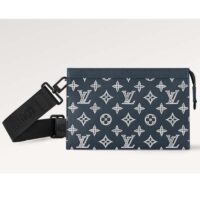 Louis Vuitton LV Women Gaston Wearable Wallet Blue Monogram Shadow Calfskin Leather M83384