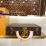 Louis Vuitton LV Women Jewelry Vanity Brown Red Coated Canvas Microfiber M20076 - Image 4