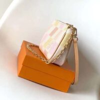 Louis Vuitton LV Women Pochette Accessoires Peach Pink Damier Coated Canvas N40642 (3)