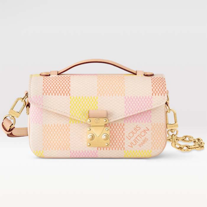 Louis Vuitton LV Women Pochette Métis East West Peach Damier Giant Coated Canvas N40749