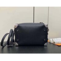 Louis Vuitton LV Women Side Trunk MM Handbag Black Grained Calf Leather M25160 (12)