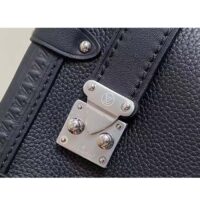Louis Vuitton LV Women Side Trunk MM Handbag Black Grained Calf Leather M25160 (12)