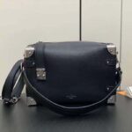 Louis Vuitton LV Women Side Trunk MM Handbag Black Grained Calf Leather M25160 - Image 2
