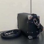 Louis Vuitton LV Women Side Trunk MM Handbag Black Grained Calf Leather M25160 - Image 4