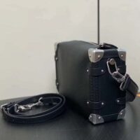 Louis Vuitton LV Women Side Trunk MM Handbag Black Grained Calf Leather M25160 (12)