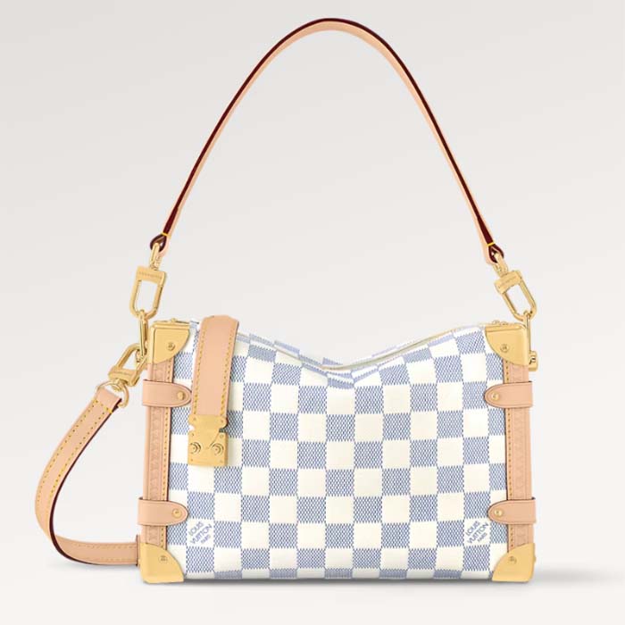 Louis Vuitton LV Women Side Trunk MM Handbag Celeste Blue Calfskin N40712