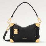 Sac à main Louis Vuitton LV Femme Side Trunk PM en cuir de veau grainé noir M23817