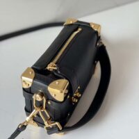 Louis Vuitton LV Women Side Trunk PM Handbag Black Grained Calf Leather M23817 (3)