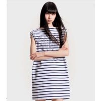 Louis Vuitton LV Women Striped Anchor T-Shirt Dress Cotton Deep Blue 1AFLMD (9)