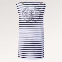 Louis Vuitton LV Women Striped Anchor T-Shirt Dress Cotton Deep Blue 1AFLMD