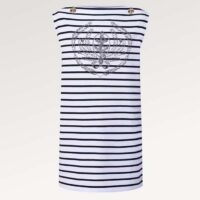 Louis Vuitton LV Women Striped Anchor T-Shirt Dress Cotton Deep Blue 1AFLMD (9)