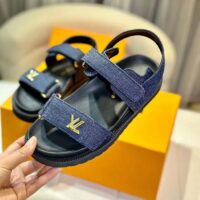 Louis Vuitton LV Women Sunset Flat Comfort Sandal Dark Blue Denim 1ACPGN (10)