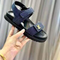 Louis Vuitton LV Women Sunset Flat Comfort Sandal Dark Blue Denim 1ACPGN (10)