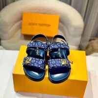 Louis Vuitton LV Women Sunset Flat Comfort Sandal Navy Blue Nylon 1ACTWB (3)