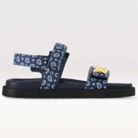 Louis Vuitton LV Women Sunset Flat Comfort Sandal Navy Blue Nylon 1ACTWB (3)